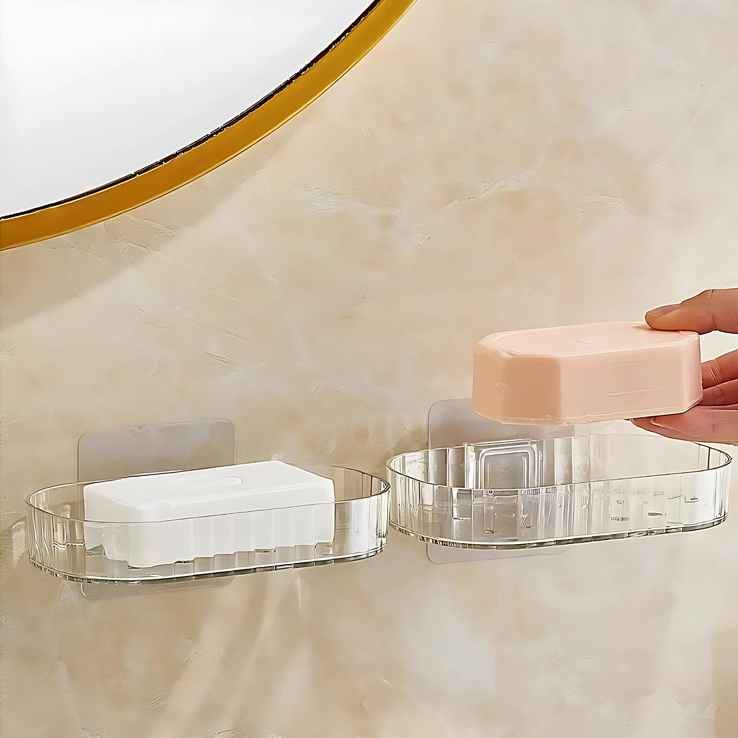 Self Adhesive Transparent Wall Mounted Soap Dish Holder (2 Pc) Self Adhesive Transparent Wall Mounted Soap Dish Holder (2 Pc)